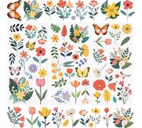 WANDIC 3 fogli di adesivi a trasferimento primaverile, elementi floreali, decalcomanie a farfalla, impermeabili, adesivi per mobili, decorazioni per la casa, decalcomanie per fai da te, 15 x 30 cm