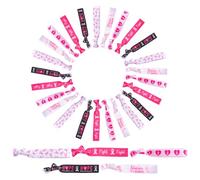 WANDIC 30 braccialetti rosa di ottobre, nastro rosa, braccialetto regolabile per sensibilizzazione sul cancro al seno, accessori decorativi, 5 stili, per donne e attività di interesse pubblico