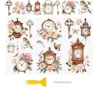WANDIC 3Pcs UV Rub on Transfer Adesivi Vintage Orologio Modello Decalcomanie 3D Rub on Adesivi Decalcomanie Impermeabili per DIY Scrapbooking Album Fotografici Mobili