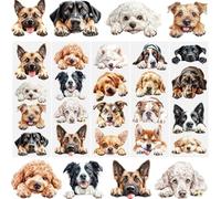 WANDIC 5 fogli adesivi trasferibili da strofinare, motivo testa di cane di piccola taglia, decalcomanie impermeabili per mobili, decorazioni artigianali, diari spazzatura per finestre fai da te, 10 x