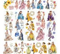 WANDIC 5 fogli di adesivi moderni per ragazze, decalcomanie per scrapbooking, impermeabili, decalcomanie fai da te per decorazione, 10 x 30 cm