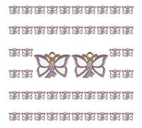 WANDIC 50 ciondoli a forma di nastro viola, 2 x 1,4 cm, a forma di farfalla, Alzheimer, per la consapevolezza del cancro al pancreas, la speranza e la fede, per la creazione di gioielli