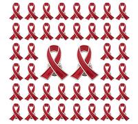 WANDIC 50 Spille a Forma di Nastro Rosso per la sensibilizzazione dell'AIDS e delle malattie cardiache, in Metallo e Smalto colorato