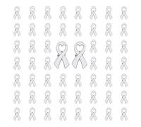 WANDIC 50 spille bianche a forma di cuore per sensibilizzazione contro il cancro ai polmoni, 3,5 x 2 cm, per campagne di beneficenza e attività di sensibilizzazione pubblica