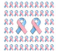 WANDIC 50 spille con nastro blu e rosa, spille per sensibilizzazione sul cancro al seno maschile SIDS per la difesa di eventi pubblici, Lega di acciaio