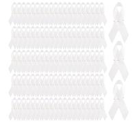 WANDIC 500 Spille in Raso Bianco con Nastro di Sicurezza per la sensibilizzazione al Cancro ai polmoni, Spilla con Spilla di Sicurezza, 7,5 x 4 cm, Poliestere