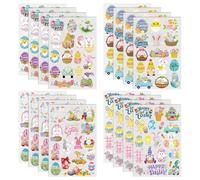 WANDIC Adesivi trasferibili da strofinare, 16 Fogli 4 Stili di Adesivi trasferibili con Coniglietto Pasquale, Decalcomanie per Album di Ritagli per diario Planner Album