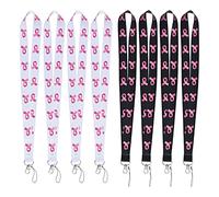 WANDIC Cordino per la consapevolezza del cancro al seno, 8 pezzi, nastro rosa, cordino per collo, cordino per badge identificativo portachiavi, supporto per telefono