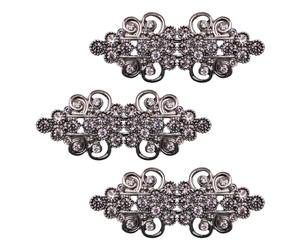 WANDIC Fermagli per mantello, 3Pz 6,3CM Gun Black Cape Clips con strass Vintage bottoni a pressione maglione per abbigliamento scialle maglione