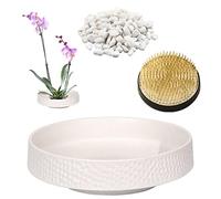 WANDIC Forniture per organizzare Fiori, Fiori Rotondi Rana e Vaso di Fiori in Ceramica Martello-Modello Bianco Vaso di Disposizione di Fiori per Ikebana Arte Floreale Decorazione Home Office (L)