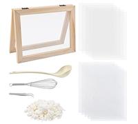 WANDIC Kit per la creazione della carta, stampo in legno con cucchiaio e panno a rete, per fai da te (A5)