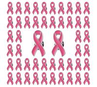 WANDIC Ottobre Rosa 50 Spille a Nastro di Colore Rosa Spilla Nastro in Lega d'Argento per la consapevolezza di malattie e disturbi per Eventi di beneficenza