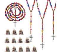 WANDIC Rosarios Catolicos, 12 pezzi di perline colorate da donna | Rosario per battesimo, Prima Comunione, Chiesa religiosa, design a croce colorata, con sacchetti in organza