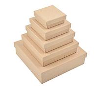 WANDIC Scatola di cartapesta, Set di 5 Mini scatole di Carta Kraft quadrate con Coperchio, Ideale per la creazione e Lo stoccaggio di Accessori, Cosmetici, Gioielli, Regali per la casa