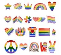 WANDIC Set di 20 spille a tema arcobaleno, LGBTQ Pride con design a forma di cuore e stella, per il mese dell'orgoglio LGBT gay e lesbiche