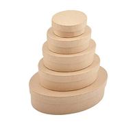 WANDIC - Set di 5 mini scatole di carta kraft ovali con coperchio, ideali per lavori di artigianato e conservazione, accessori per cosmetici, gioielli, regali per la casa