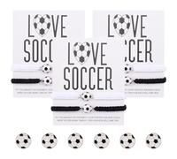 WANDIC Set di 6 braccialetti a tema calcio, braccialetti regolabili e distintivi per amicizia, preghiera, decorazione fai da te