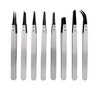 WANDIC, set di 8 pinzette antistatiche con punta in plastica ESD, pinzette di precisione in acciaio inox per elettronica, laboratorio, gioielli e artigianato