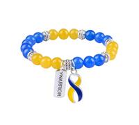 WANDIC Set Down Syndrome Awareness Ribbon Braccialetti Regolabili Blu e Giallo Braccialetti con Carte per Eventi di beneficenza del personale medico