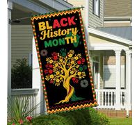 WANDIC Sfondo nero per porta del mese della storia, 185 x 90 cm, decorazione per portico, con nastro da 22 m, motivo albero a mano, per fotografia di sfondo da appendere alla parete