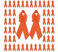 WANDIC Spille a Nastro Arancione, 100 Pezzi, in terilene, a Coste, per sensibilizzazione sul Cancro ai reni, in Grosgrain, per la consapevolezza della violenza con Pistola leucemica, Poliestere