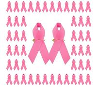 WANDIC Spille per la sensibilizzazione al cancro al seno, 100 spille a coste con nastro rosa, ciondoli in gros grain per la consapevolezza della salute della donna che suscitano eventi di beneficenza,