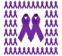 WANDIC Spille viola con nastro, 100 pezzi, in terilene, a coste, per sensibilizzazione sulla violenza domestica, in gros grain, per la sensibilizzazione sul cancro al pancreas e l'Alzheimer,