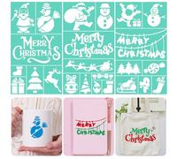 WANDIC Stencil per serigrafia natalizia, 3 fogli autoadesivi per pasta di gesso natalizia, modelli per serigrafia per stampa fai da te di magliette
