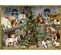 Wandkalender Nostalgische Weihnachten bei den Tieren im Stall