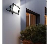 Faretto da cantiere faretto da esterno orientabile con faretto mobile faretto da parete faretto da cortile faretto da giardino, metallo, 1x LED 10W 750lm bianco freddo, DxH 11,5x15cm