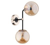 Wandleuchte 2-FLammig Glas Gold Bernstein E14 L:15 cm Wandlampe Flur