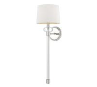 Wandleuchte Applique Moderna Metallo Tessuto 67,6 CM Alto Nichel Lucidato Bianco