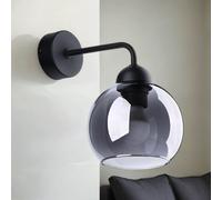 Wandleuchte Applique Vetro Fumé Metallo Sfera Schermo H:26 CM E27 Nero Ingresso