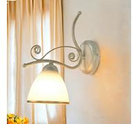 Wandleuchte Bianco Shabby Metallo Vetro Liberty Narella Lampada da Parete Camera