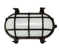 Wandleuchte Cantina E27 Echt-Messing Vetro B: 24cm IP64 Nero Antico Maritim