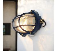 Wandleuchte Cantina E27 Ottone Vetro B:21 CM IP64 Blu Maritim Esterno