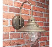 Wandleuchte E27 IN Oro Antico Metallo Vetro IP43 Illuminazione Esterno Lampada