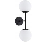 Wandleuchte Elio Up Down 2-Lampade Metallo/Vetro Nero Bianco E27 H:40 cm