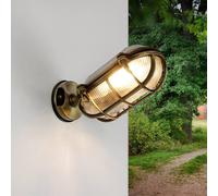 Wandleuchte Esterno Cortile Ottone Vetro IP64 Orientabile Rustico Antiruggine