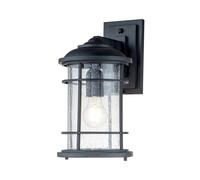 Wandleuchte Esterno E27 IP44 35,2 CM Alto Nero Maritim Alu Regenglas Lampe Wand
