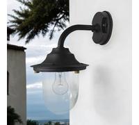 Wandleuchte Esterno E27 Ottone Vetro IP64 H:30 CM Nero Antico Lampada Lanterna