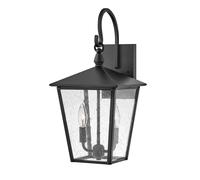 Wandleuchte Esterno Rustico Alluminio Vetro H:47,9 CM IP44 Nero 2x E14 Lanterna