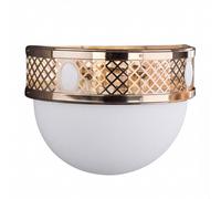Wandleuchte In Metallo E Vetro 40 Cm Alwin Ottone Lucido Bianco E27 3 Luci