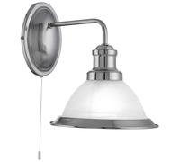 Wandleuchte Interruttore Vetro Metallo Argento E27 B:20 CM Parete Stile Liberty