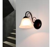 Wandleuchte Lampada da Parete Bianco Nero E14 Rustica Vetro Metallo Interno