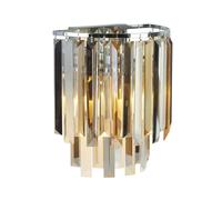 Wandleuchte Lampada da Parete Cristallo B:28 CM 2x E14 Cromo Fumo Ambra Chiaro