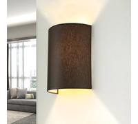 Wandleuchte Lampada da Parete Interno Up Down Marrone Stoffa Metallo E27 A Alice