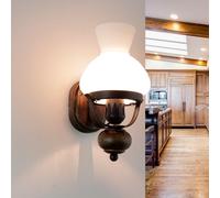 Wandleuchte Lampada da Parete Rustico Vetro Metallo Legno E14 Rustica Nostalgico