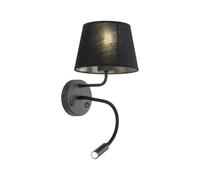 Wandleuchte Lettura Interruttore H:50cm Metallo Tessuto E27+G9 Cigno Nero