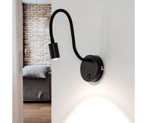 Wandleuchte Lettura LED Nero Flessibile con Interruttore Camera da Letto Lampada